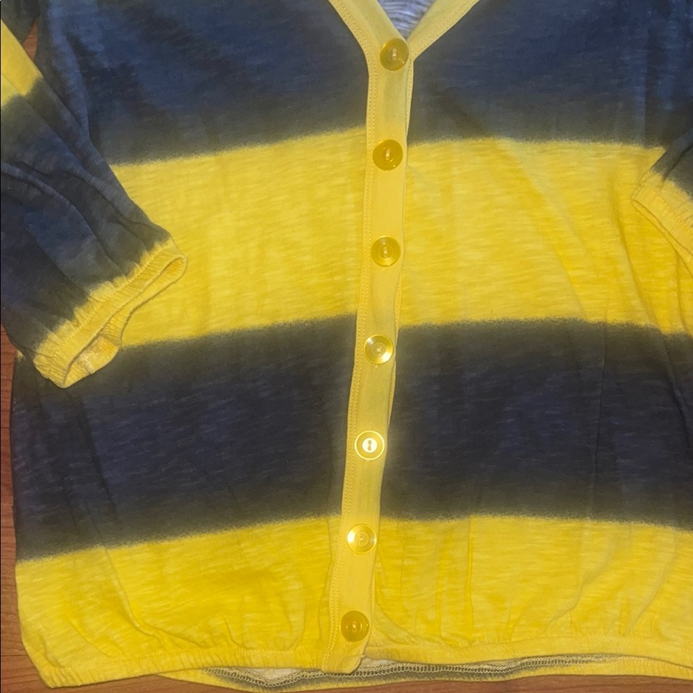 Striped Yellow and Gray Cardigan - Picture 2 of 3